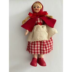 Antique Rosy Doll Made In Italy Pressed Felt Face HP face 7.5" Felt Cloth